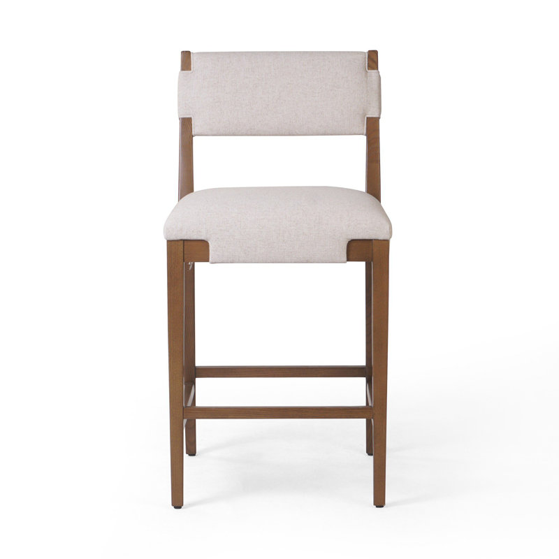 Tamari Stool-Sonoma Chestnut-Bar, Bar Stool (31.26" Seat Height), Cream Linen Blend, Brown