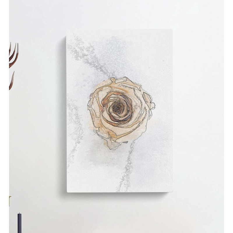 Pale Yellow Rose In Abstract - Wrapped Canvas Print, 91cm H x 60cm W x 3cm D
