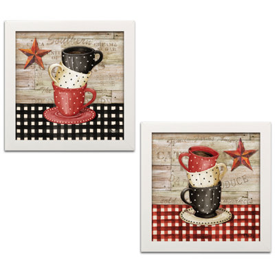 " Farmhouse Kitchen Decor Stacked Coffee Cup & Barnstar " by Paul Brent 2 - Pieces