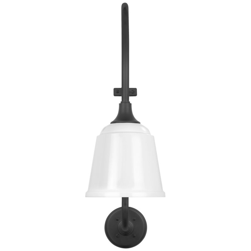 Thomas O'Brien, "Academy 15" Larrabee Barn Light in Matte Black with 8" White Rockhouse Shade, White