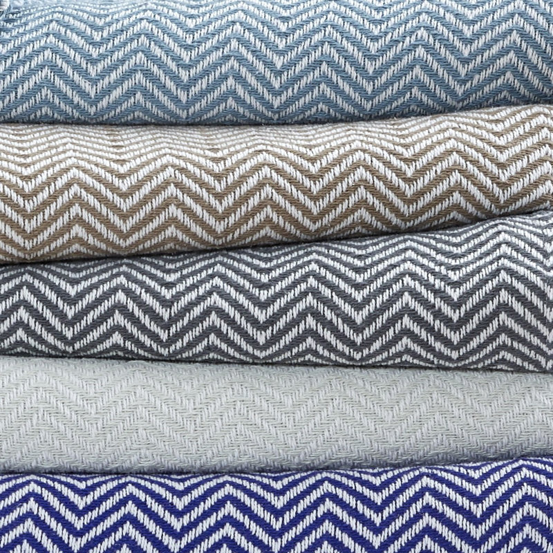 Couverture 100% coton à chevrons teints, Double / Grand, Vert