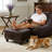 Faux Leather Storage Ottoman with Nailhead Trim, Brown Footrest Bench-471646149