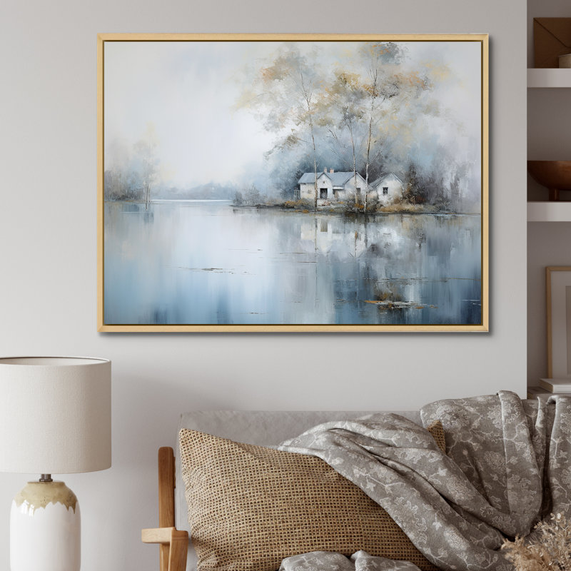 Lakeside House Serenity sur impression sur toile, H 12 po x l 20 po x P 1 po, Cadre naturel flottant
