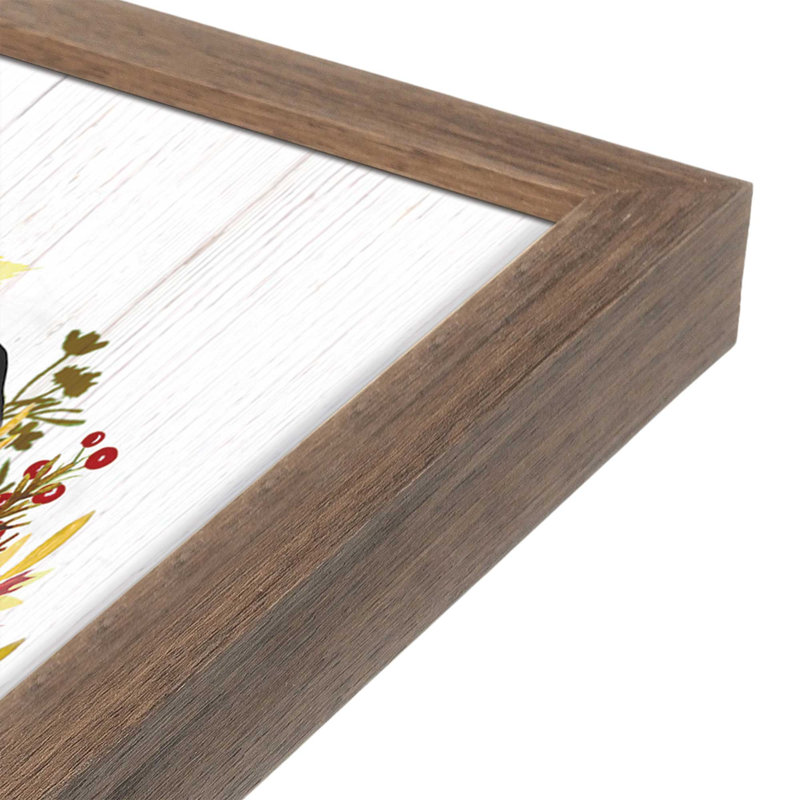 «Grateful and Blessed Wreath» par Elizabeth Tyndall, reproduction d'art, L 30 x H 40, Brun, Impression encadrée