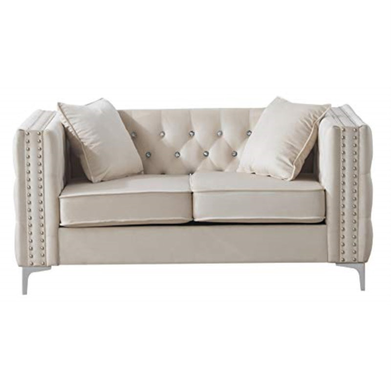 Ettinger 63'' Velvet Loveseat, Ivory Velvet