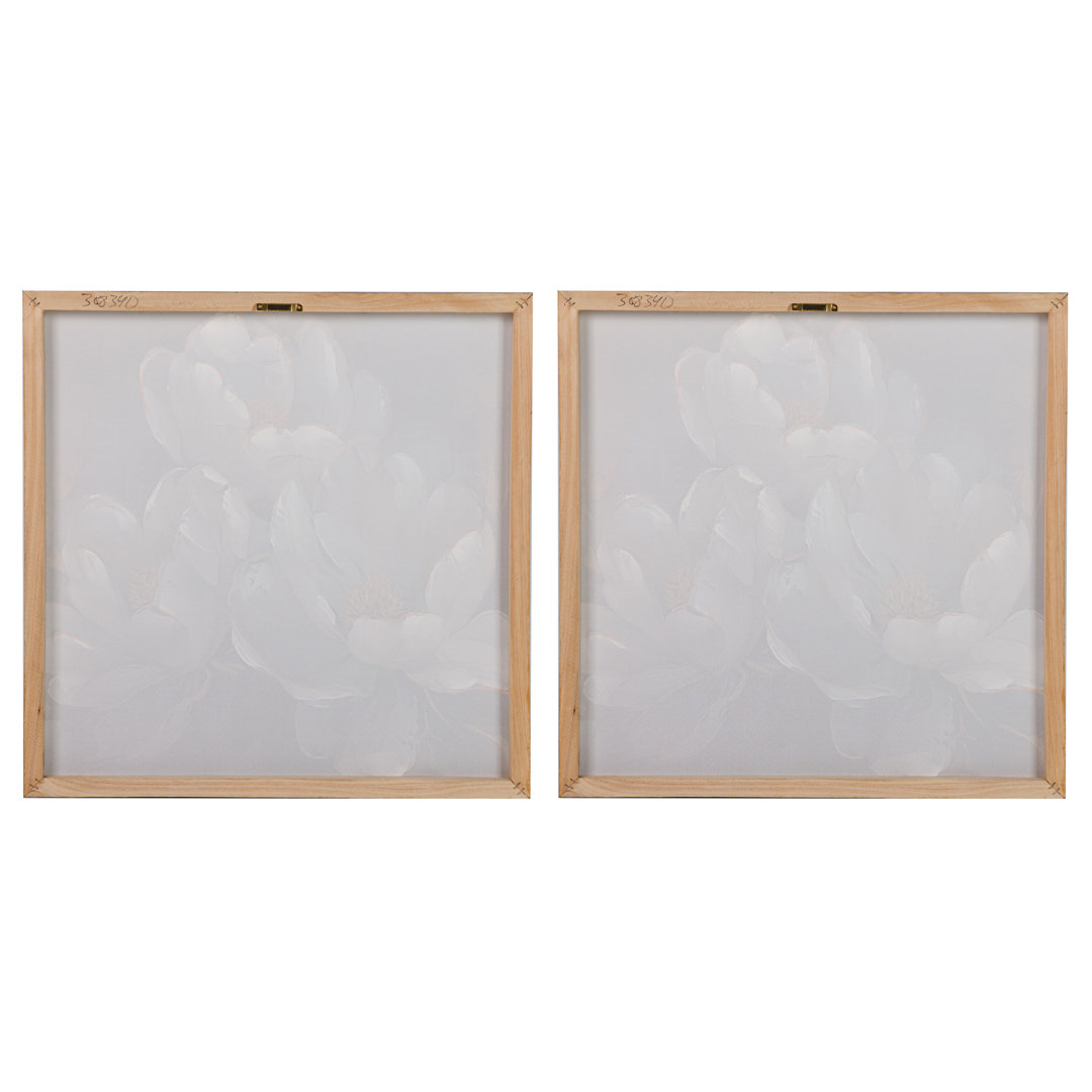 Flowers 40% Hand Painted Set 2 Canvas 60X3X60 Cm - 2 Piece Wrapped Canvas Print Set