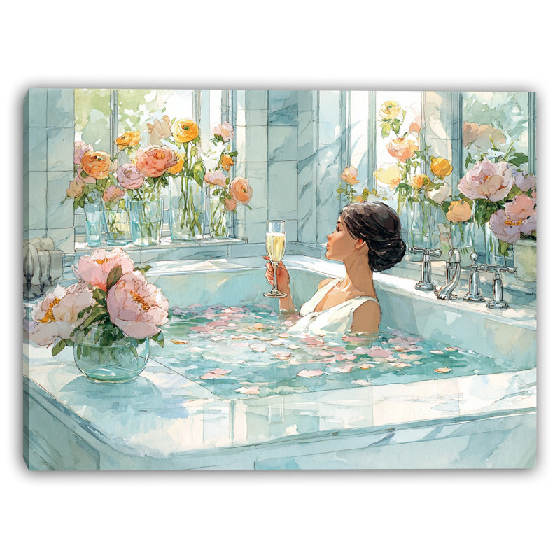 «Rose Bath Retreat», art mural sur toile tendue
