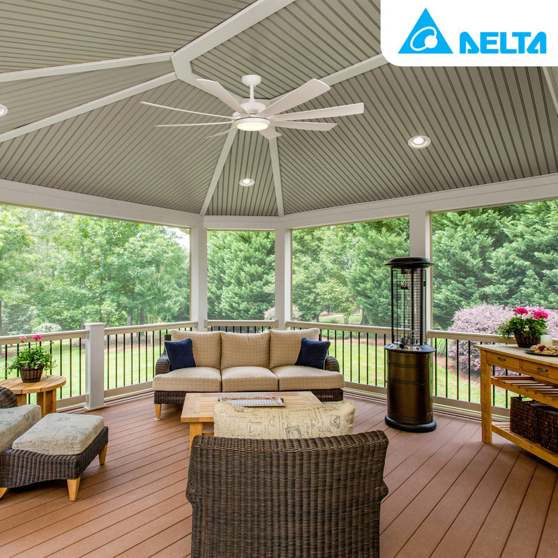 Delta Breez RioVista 60 in. Ceiling Fan with LED Remote Indoor and Outdoor White, White, White