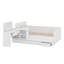 Lit plateforme en bois avec tiroirs, tablettes et coiffeuse-808640738