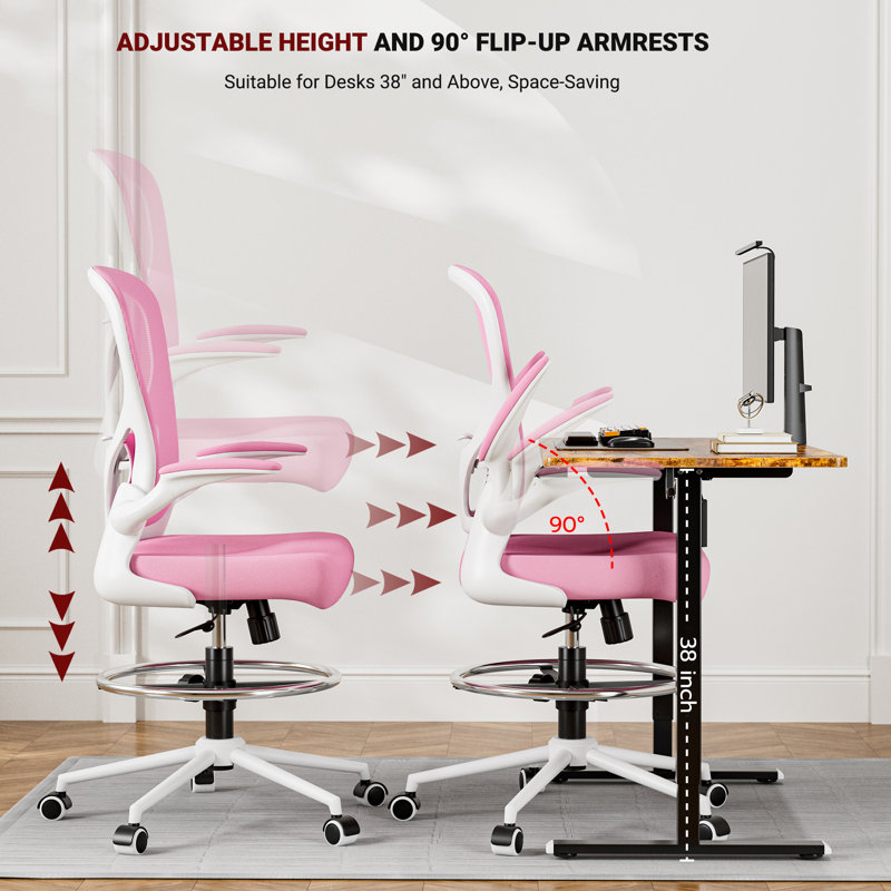 Chaise de bureau rose, Blanc, Rose