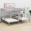 Lit superposé triple en métal avec tablettes de rangement et escalier-1237403420