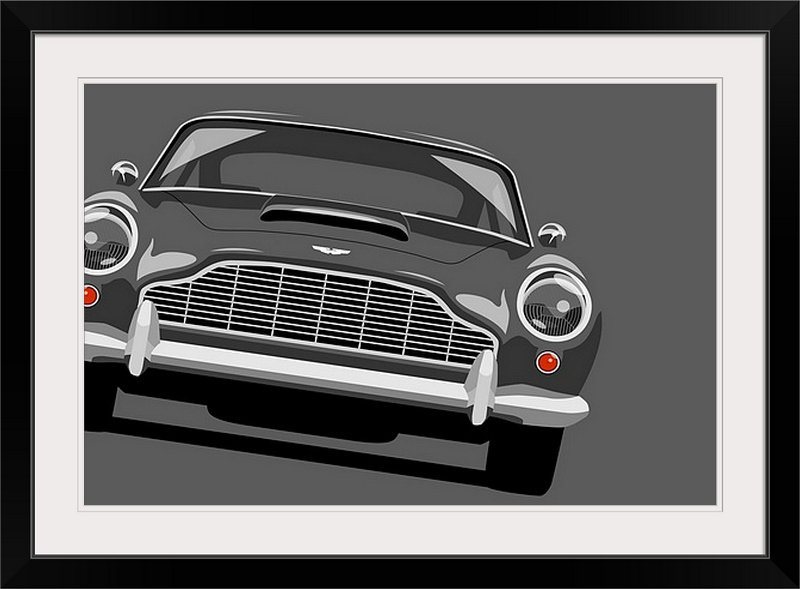«Aston Martin DB5» par Francy, impression, H 32 po x l 44 po x P 1 po, Cadre noir