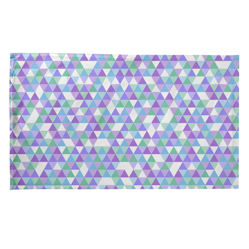 Torchon à motif triangulaire, Polyester sergé, Vert/bleu