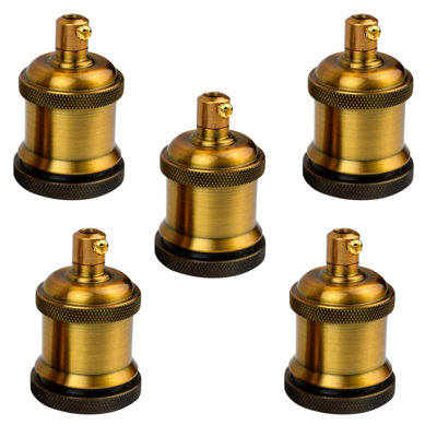 E26 Vintage Lamp Socket Edison Pendant Light Socket Replacement, Retro Hanging Lamp Holder with Heat Resistant Ceramic Core, 250V 60W Max for Industrial, Decorative DIY Lighting (5 Pack)