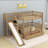 Twin Over Twin Bunk Bed With Slide And Storage Staircase-675417308