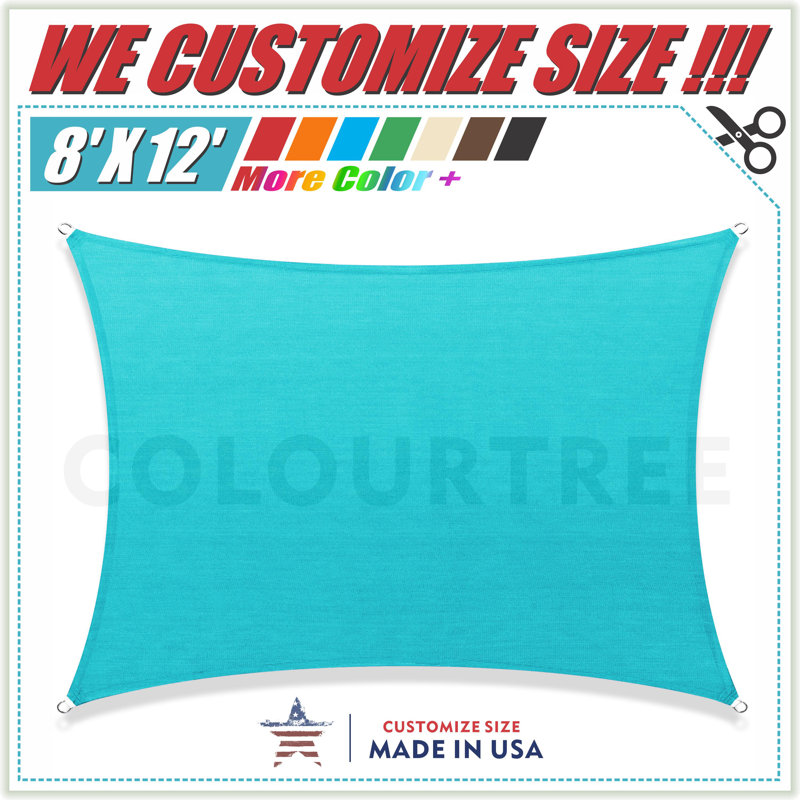 Colourtree Sun Shade Sail Rectangle Canopy Fabric Cloth Screen, Water Permeable & UV Block UPF50, Turquoise, 8 ft. x 6 ft.