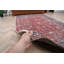 Grand tapis turc Oushak rétro rouge vif avec motif floral complexe pour le décor de la chambre à coucher