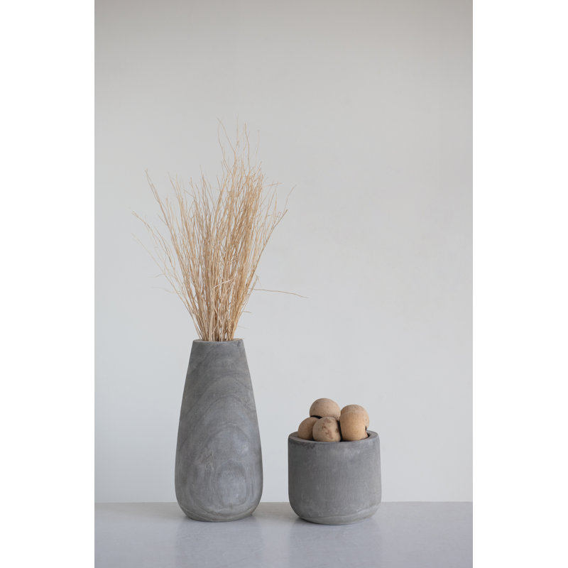 Isabeth Paulownia Wood Vase with Washed Finish
