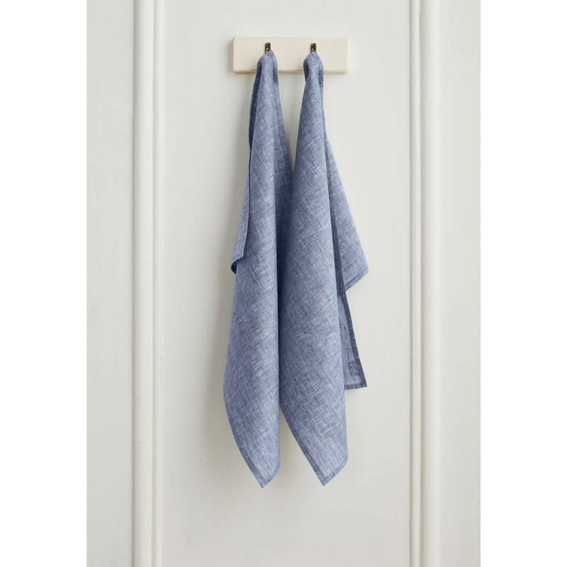 100% Pure Linen Kitchen Towels - Athena, Chambray Indigo
