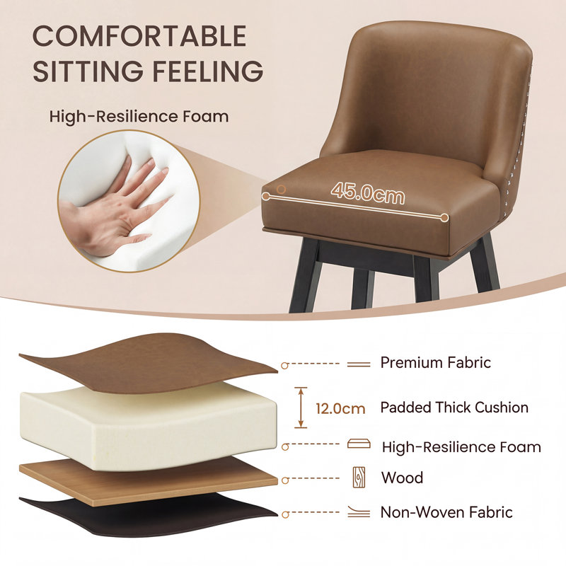 Swivel Counter Stool, Brown
