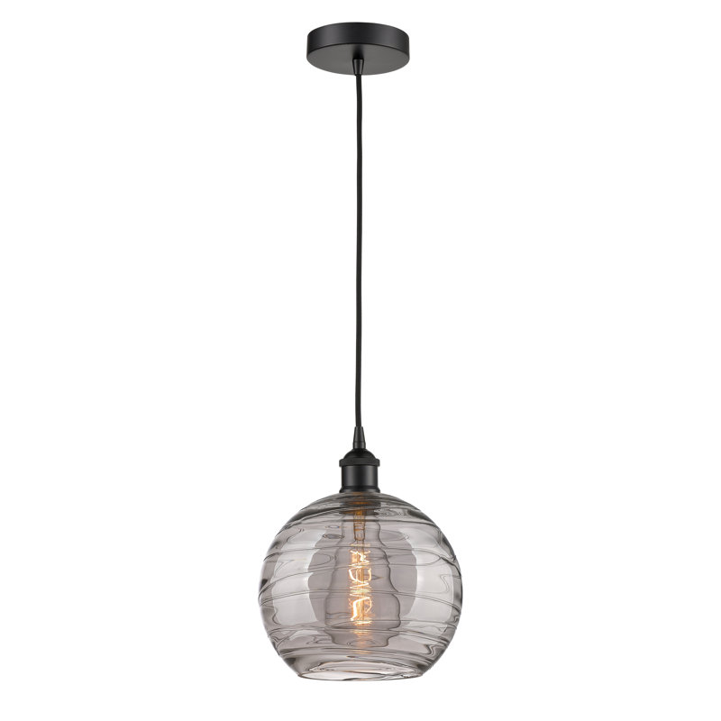 1 - Light Single Drop Pendant Pendant, 12.75" H x 10" W x 10" D, Matte Black, Light Smoke
