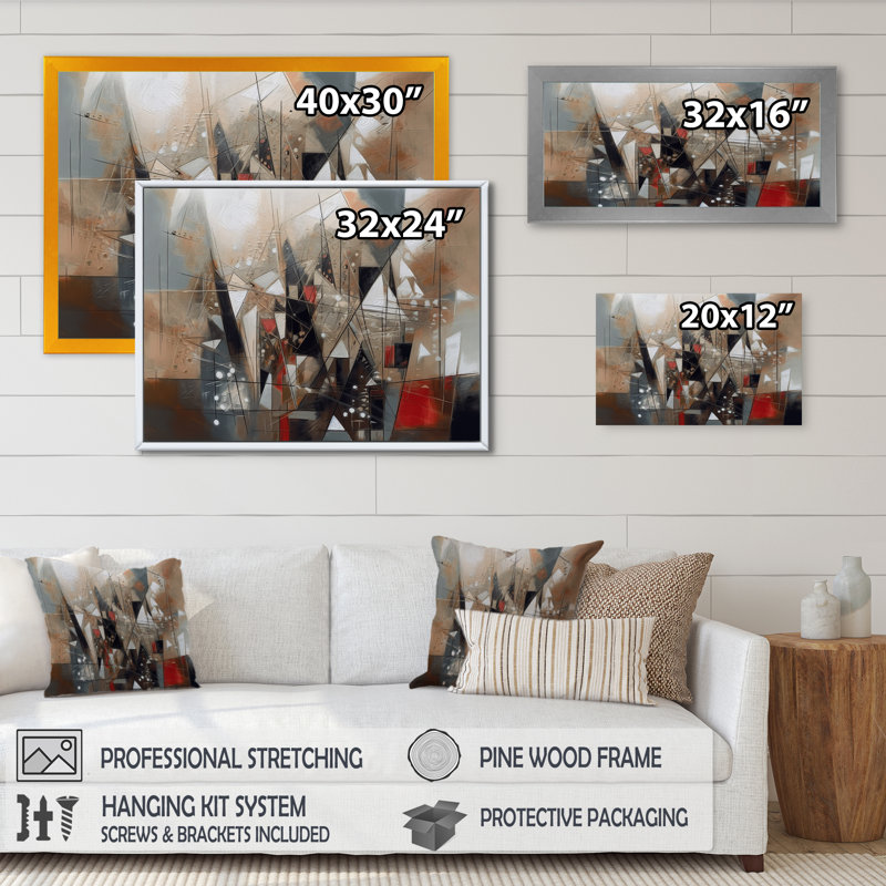 Exploration des abstractions cubistes I - art mural abstrait cubisme, salon, Cadre photo noir, H 12 po x l 20 po