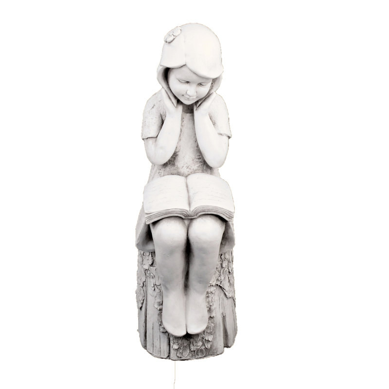 JULIE Reading Girl 86cm White Stone Effect