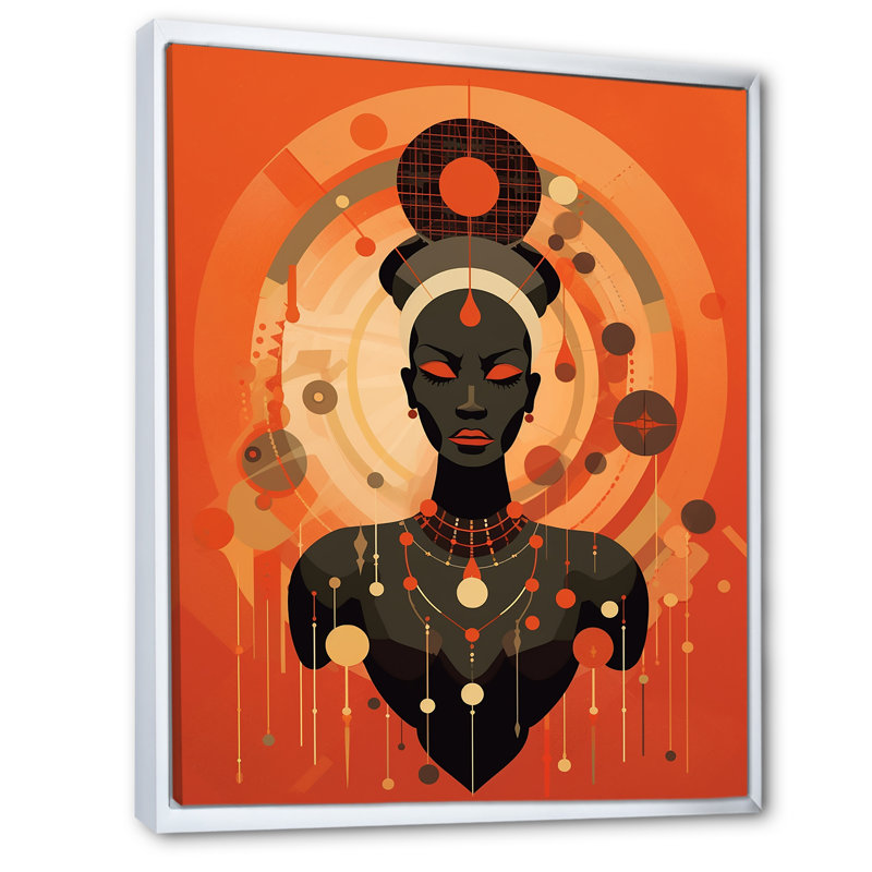 Illustration de la déesse tribale africaine I, H 20 po x l 12 po x P 1 po, Cadre flottant blanc