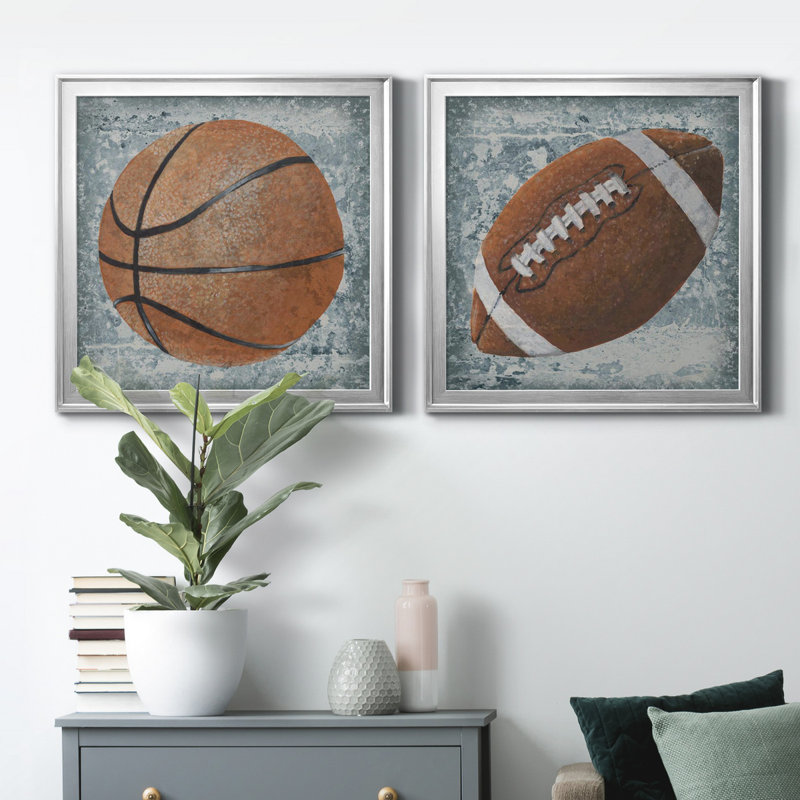 Grunge Sporting I Grunge Sporting I - ensemble de 2 impressions encadrées, H 22,5 po x l 45 po x P 1,5 po, Pas de tapis