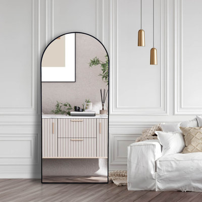 Grand miroir de plancher en métal
