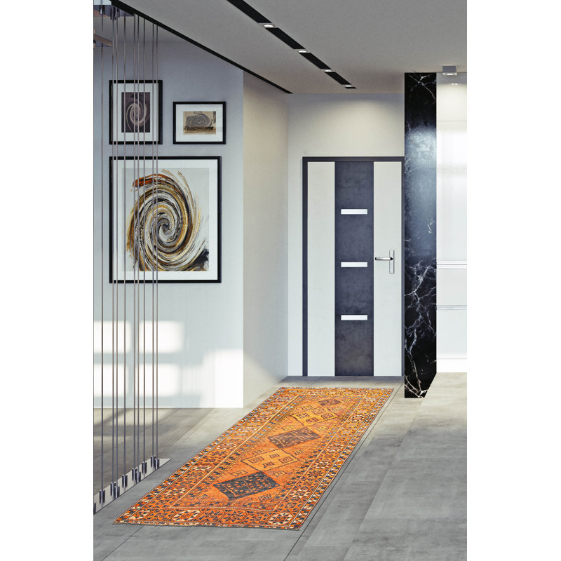 Tapis orange brûlé Melis 4 pi 9 po x 8 pi 8 po