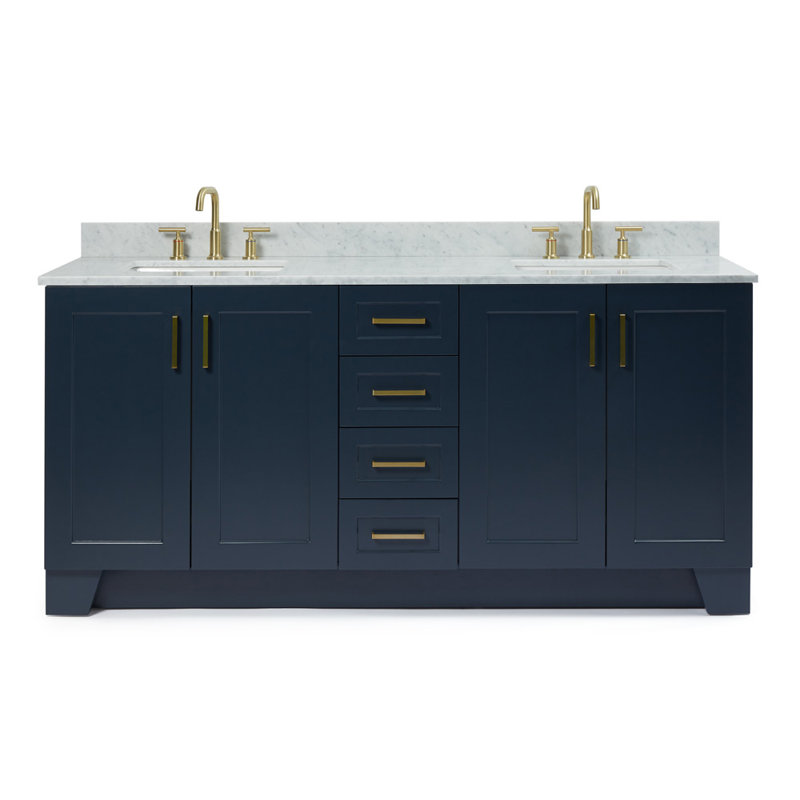ARIEL TAYLOR 73 IN DOUBLE RECTANGLE SINK VANITY 2, Midnight Blue, Rectangular