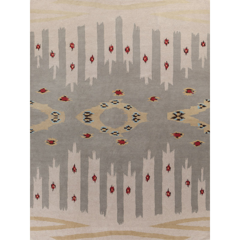 Mesa Wool Southwestern Area Rug in Gray, Rectangle 12' x 18'