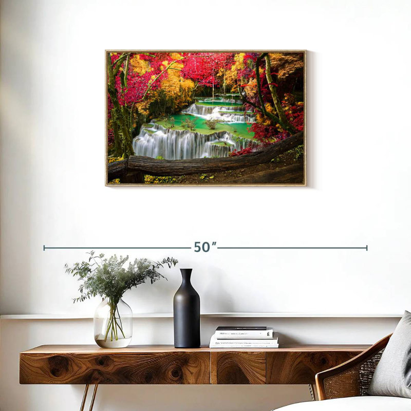 Cascade Huai Mae Khamin, Cadre flottant en bois naturel, 31 po x 21 po