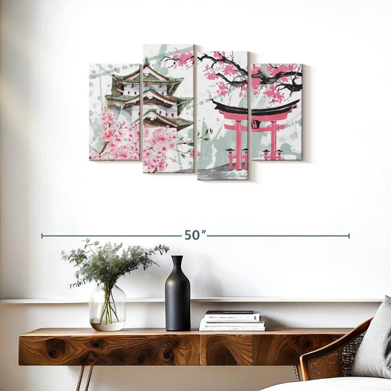 Lilie Hirosaki Castle au printemps, H 22 po x l 36 po