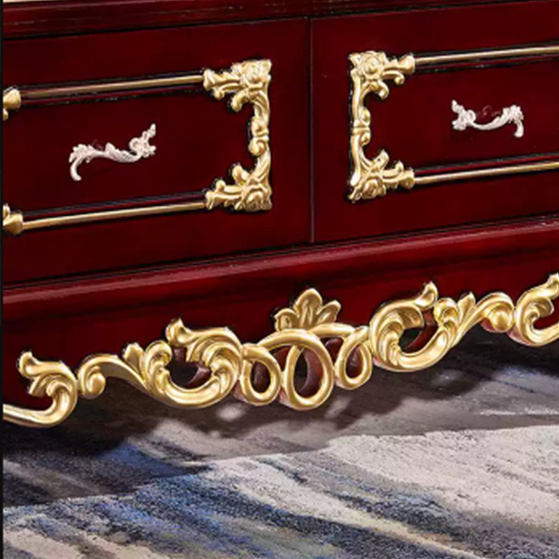 Table basse européenne en bois massif néo-classique, H 19,29 po x L 62,99 po x l 35,43 po