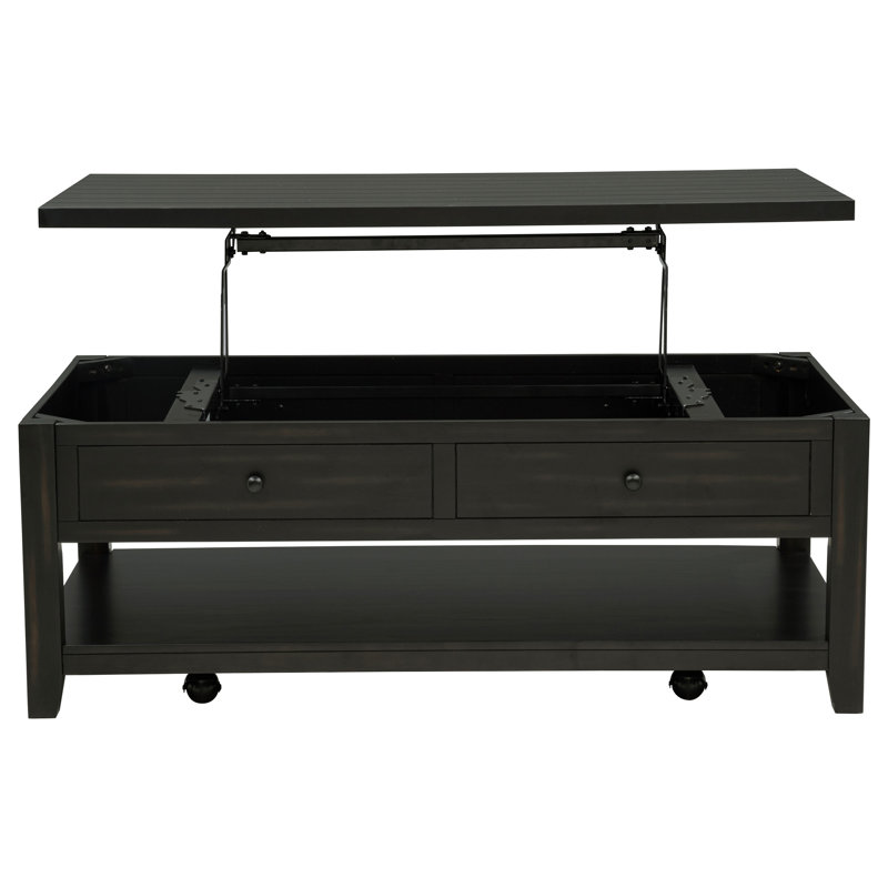 Payne 48-inch Mobile Lift Top Coffee Table Distressed Java, Black