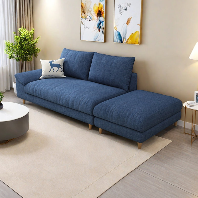 Abrianna, Blue Cotton Blend/Linen Blend, Left Hand Facing
