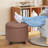 Storage Ottoman With Padded Seat, Modern PU Leather Footrest, Round Stool For Living Room Bedroom-1972777190