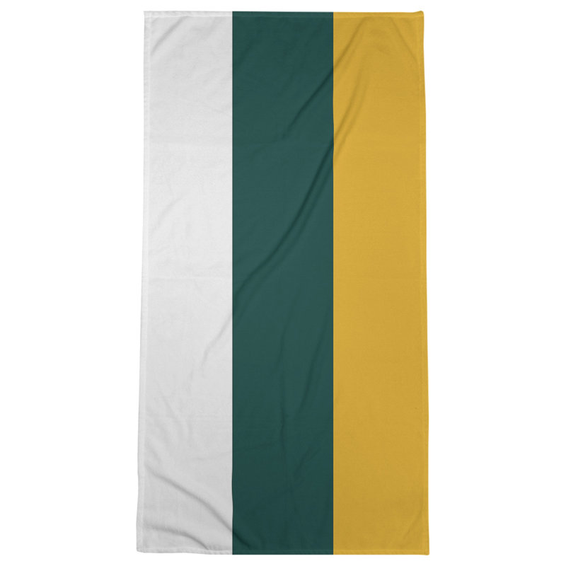 Lightweight Bath Towel, White/Kelly Green/Gold, Polyester/Cotton