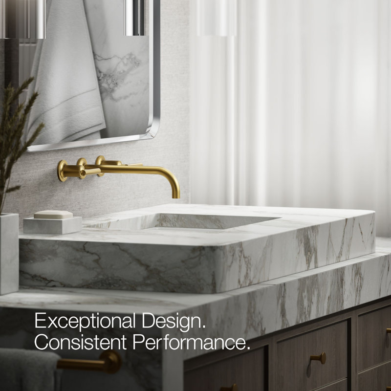 Purist® Wall Mounted Bathroom Faucet, Vibrant Brushed Moderne Brass, Lever Handle