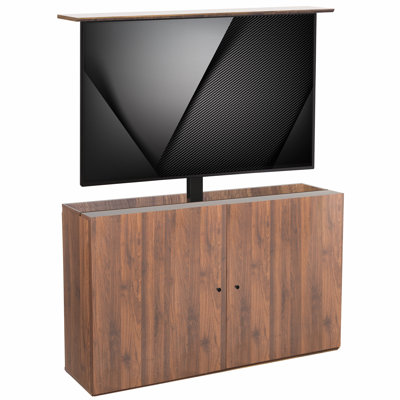 Armoire VIVO en noyer avec meuble télé motorisé, pour écrans de 32 à 55 po