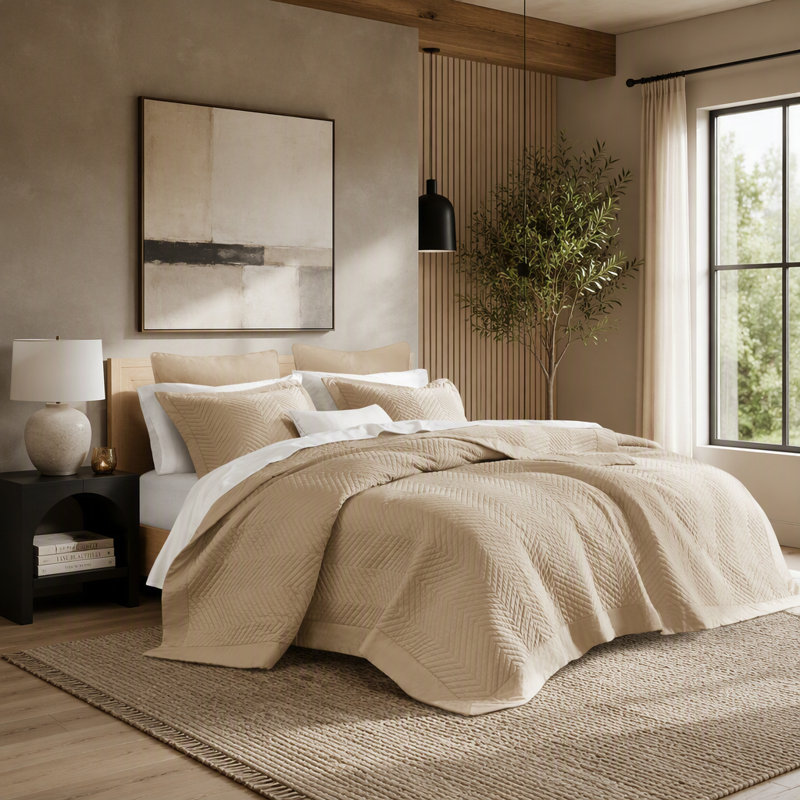 Ensemble de courtepointe en coton 3 pièces pour lit double et queen avec deux taies d'oreiller standard