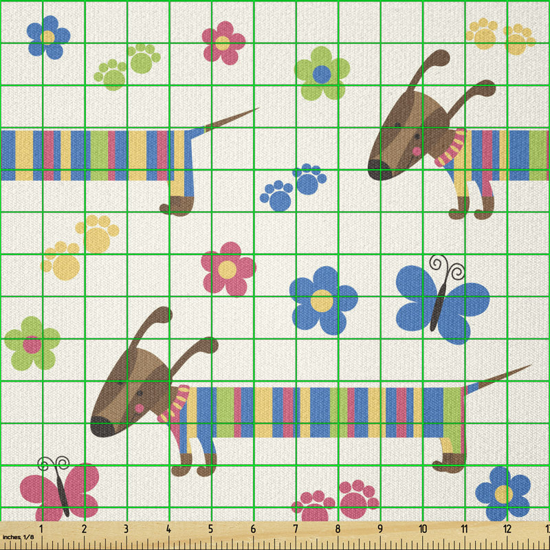 Desjon Wiener Dog Cartoon Dachshund Puppy Multi-Purpose Fabric