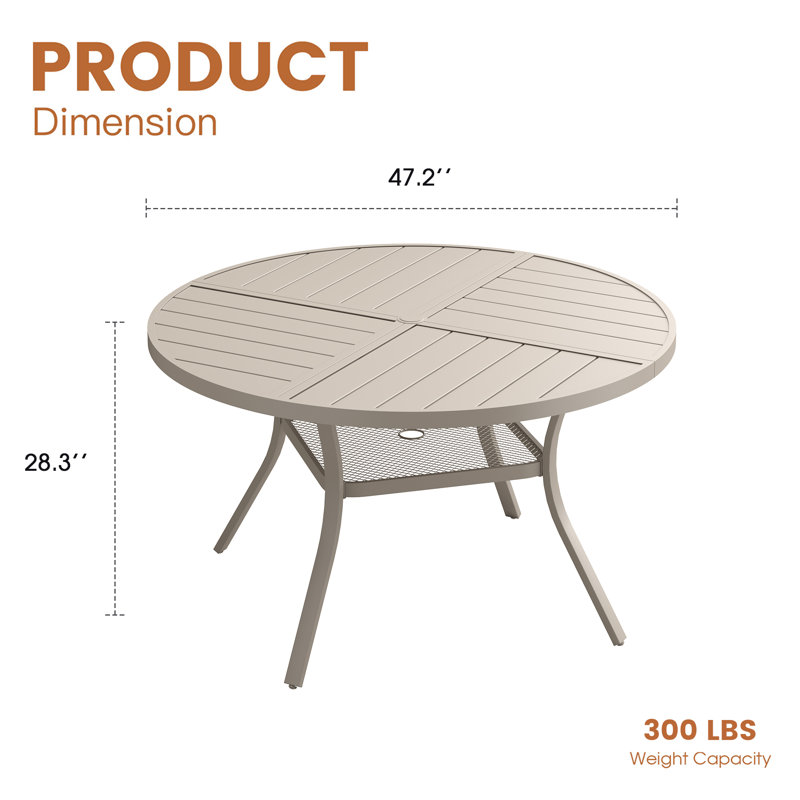 Patio Round Dining Table, Sandshell Top/Sandshell Base