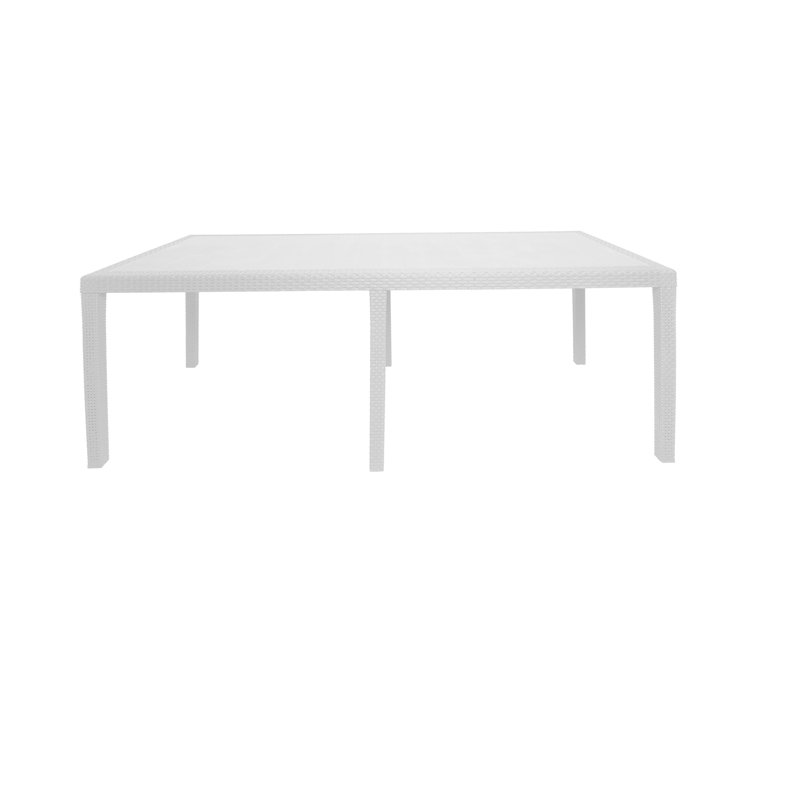 Outdoor Table Roma, Rectangular Extendable Dining Table, Rattan Effect Garden Table, 150X90H72 Cm, White