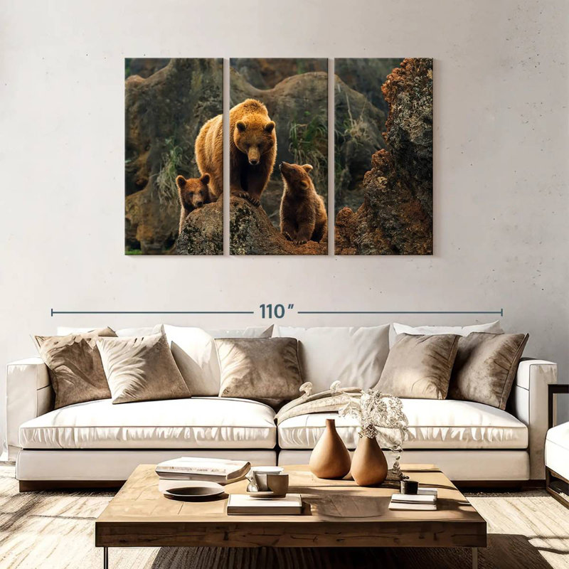 Bear And Cubs, 48" H x 74" W
