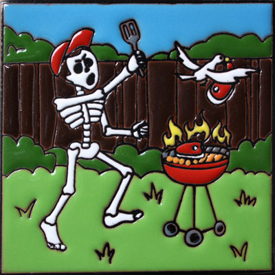 TalaMex BBQ Time. Carreau d'argile Day-Of-The-Dead