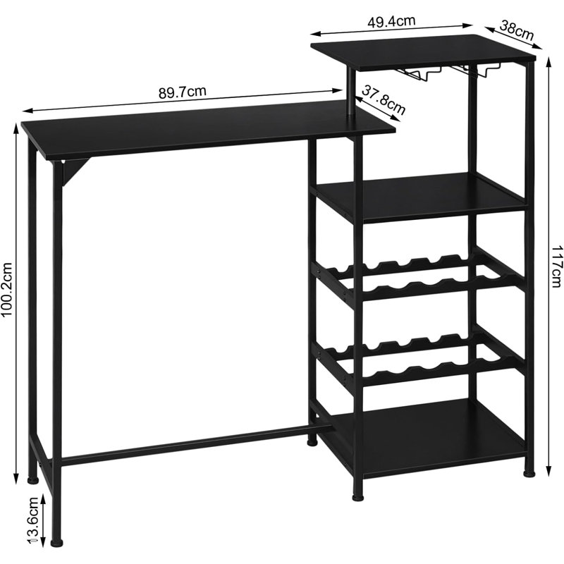 Acierno Rectangular Dining Table with Steel Base, Black