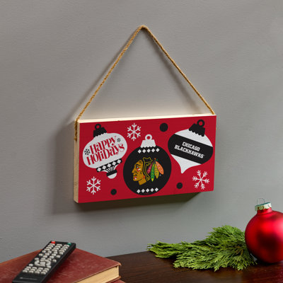 Plaque murale en bois des Fêtes Chicago Blackhawks 6 x 11